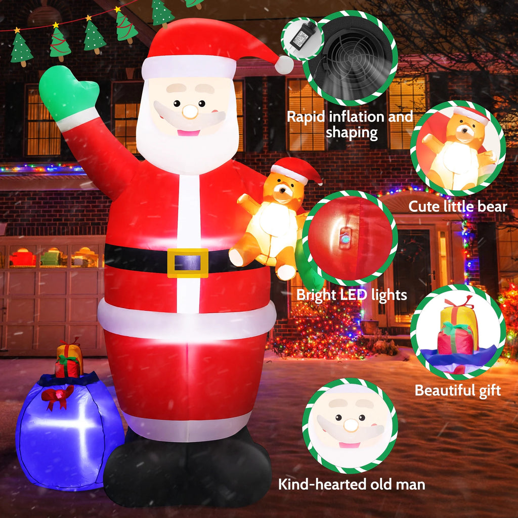 Santa Claus inflable de Navidad de 7 pies para decoración al aire libre.