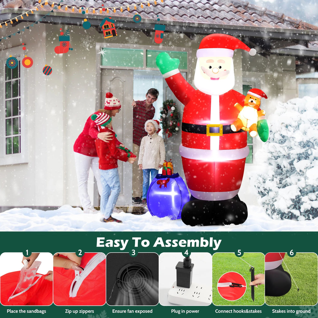Santa Claus inflable de Navidad de 7 pies para decoración al aire libre.