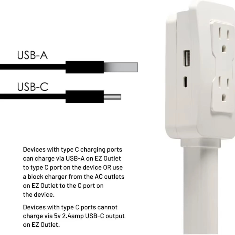 Extensor de cable enchufe con giro para mayor comodidad según el ángulo necesitado.