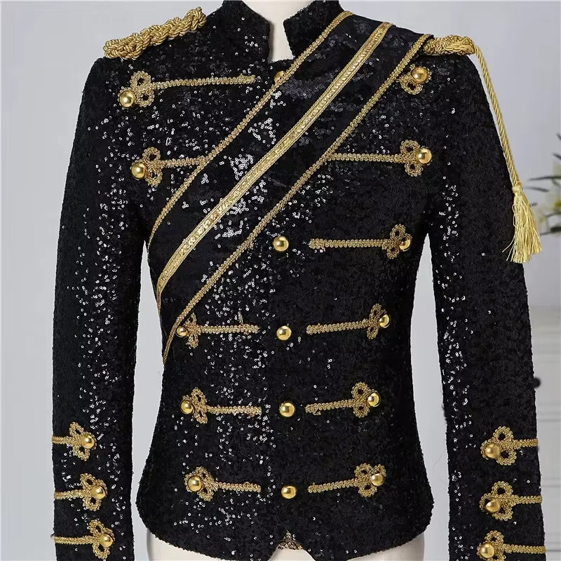 New Michael Men Clothing Fashion Slim MJ Michael Jackson Coat Dance Sequins Suit Jacket Stage Singer Costumes Coaplay Costume