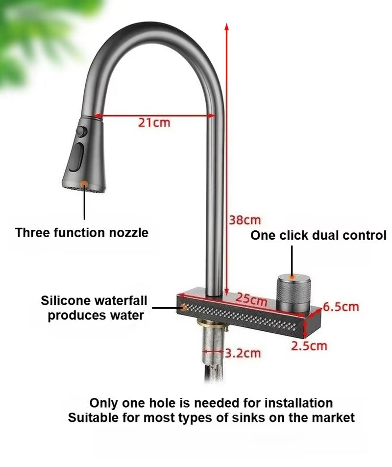 Grifo de cascada en acero inoxidable frio y  caliente.