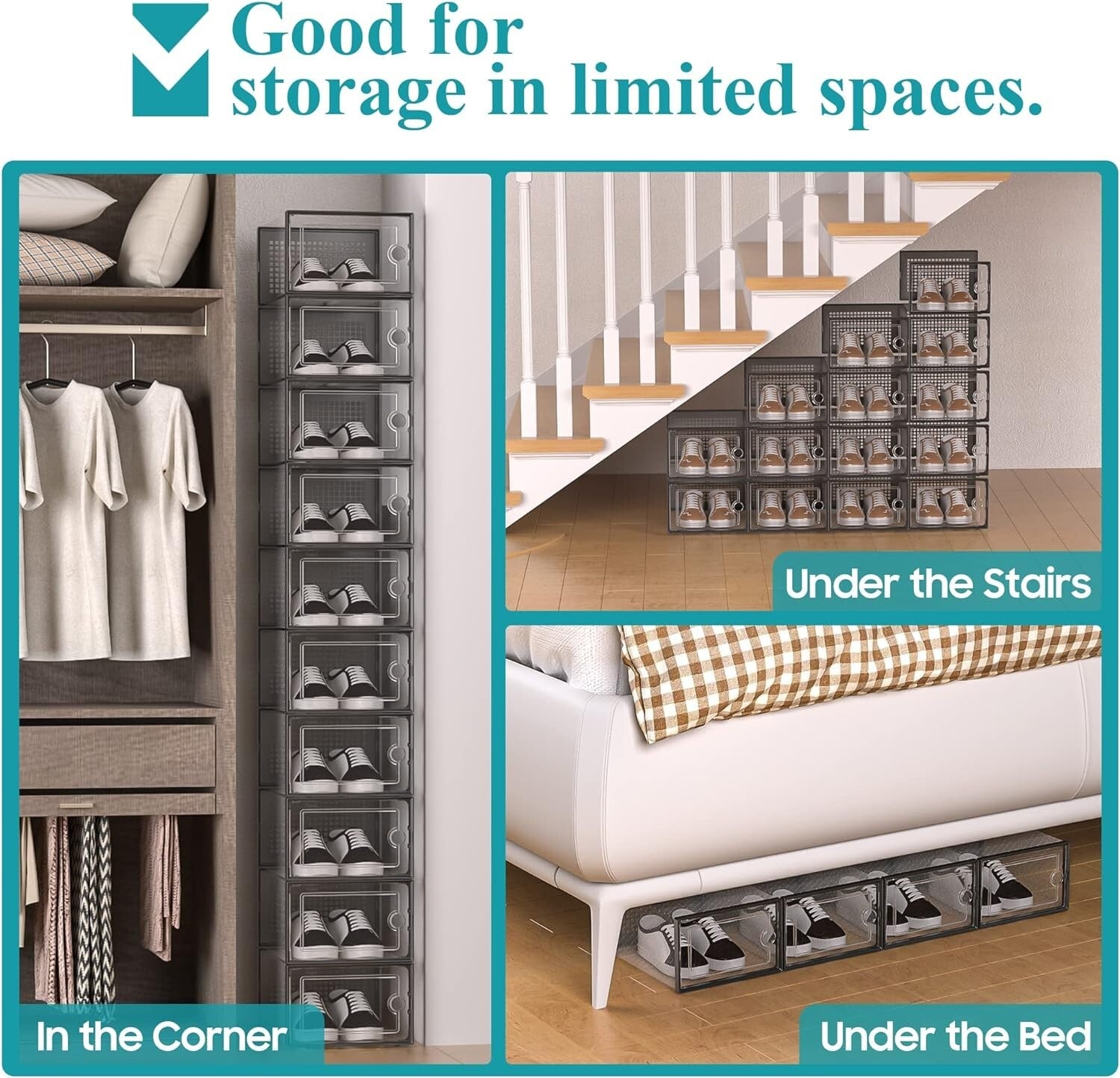 Zapatero Organizador Apilable De Plastico Para Closet 12 Cajas De Pares Zapatos