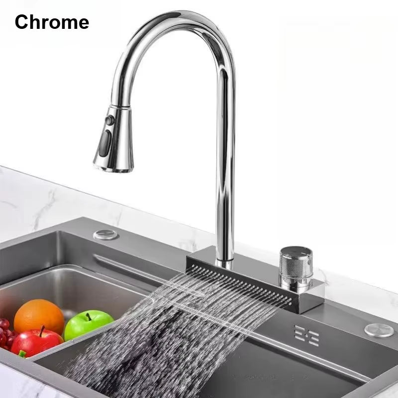 Grifo de cascada en acero inoxidable frio y  caliente.