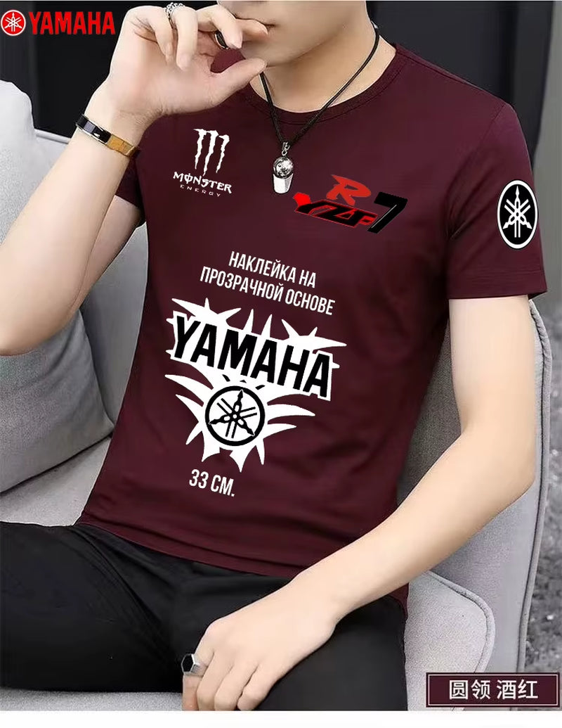 2025 Latest Model Men'S Morning Jogging Exercise Sporty Couple Single-Layer Short-Sleeved T-Shirt with  Motorcycle Logo -