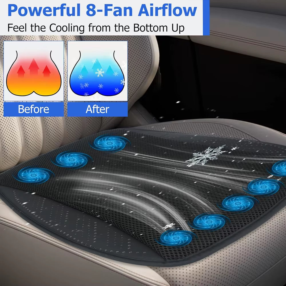 Cojín universal para asiento de coche con ventilación, 8/5 ventiladores, puerto USB, almohadilla refrescante transpirable de verano para todos los asientos, sillas para el hogar y la oficina