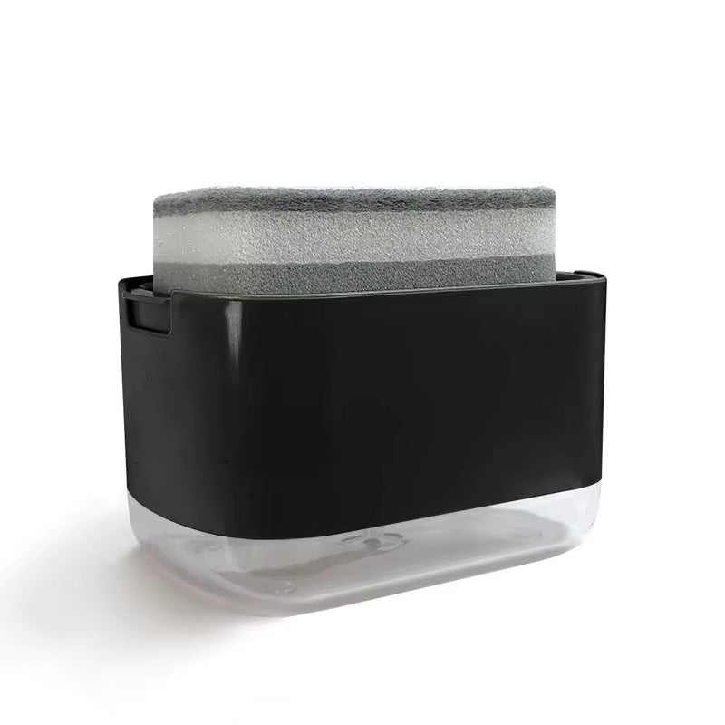 Caja dispensadora de jabón, dispensador de prensa, contenedor de líquido para fregar, cocina, baño, caja automática de espuma para detergente con soporte para esponja