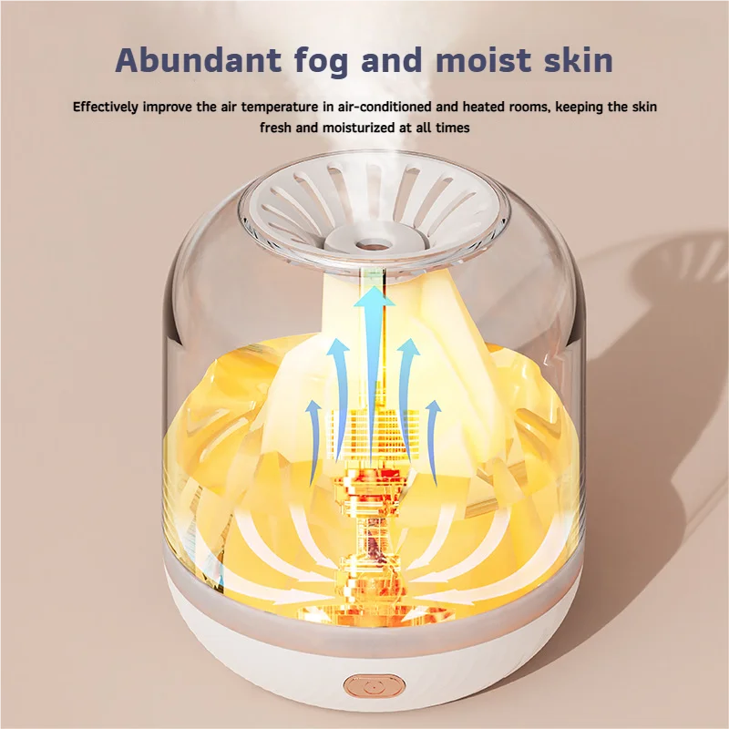 Humidificador Inteligente con Efecto Volcán y Luz Decorativa – Ideal para Hogar u Oficina