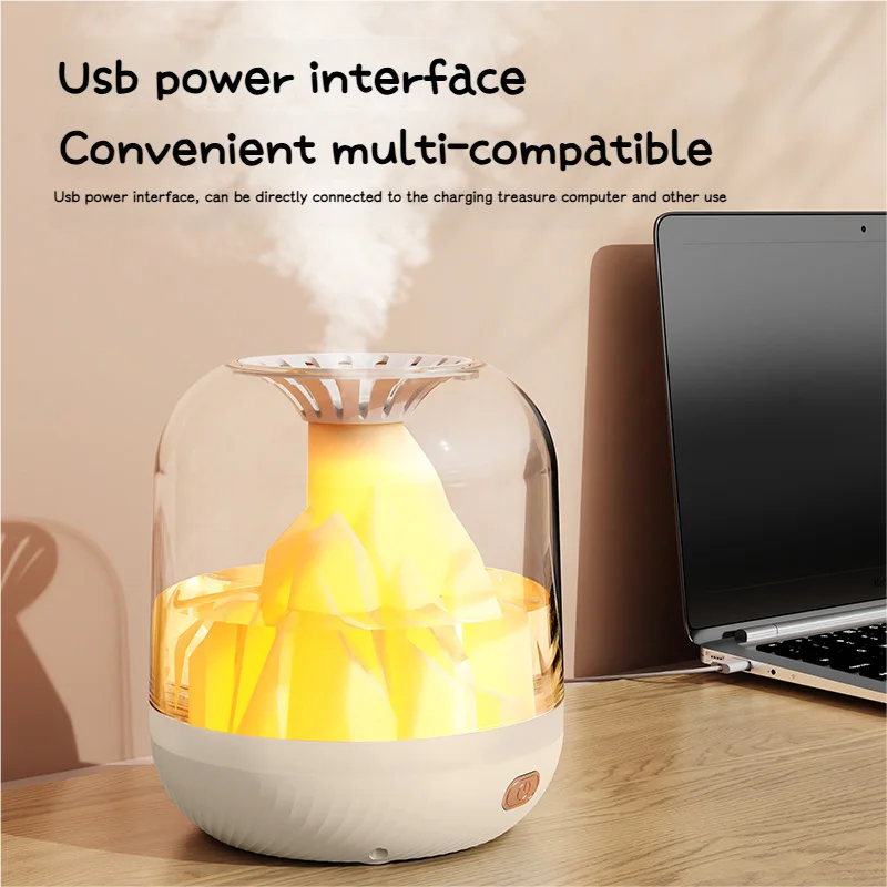 Humidificador Inteligente con Efecto Volcán y Luz Decorativa – Ideal para Hogar u Oficina