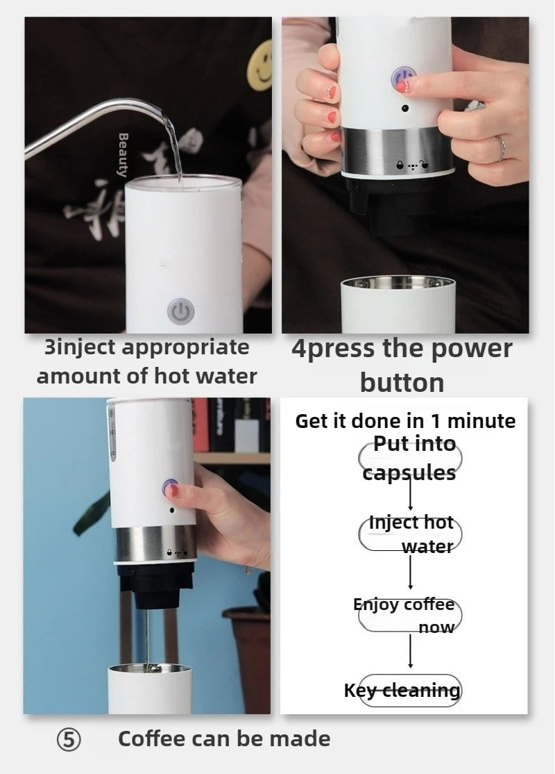 New Portable Capsule Coffee Machine American Espresso Electric Small Wireless Heated Capsule Coffee Machine Easy to Clean 2 in 1