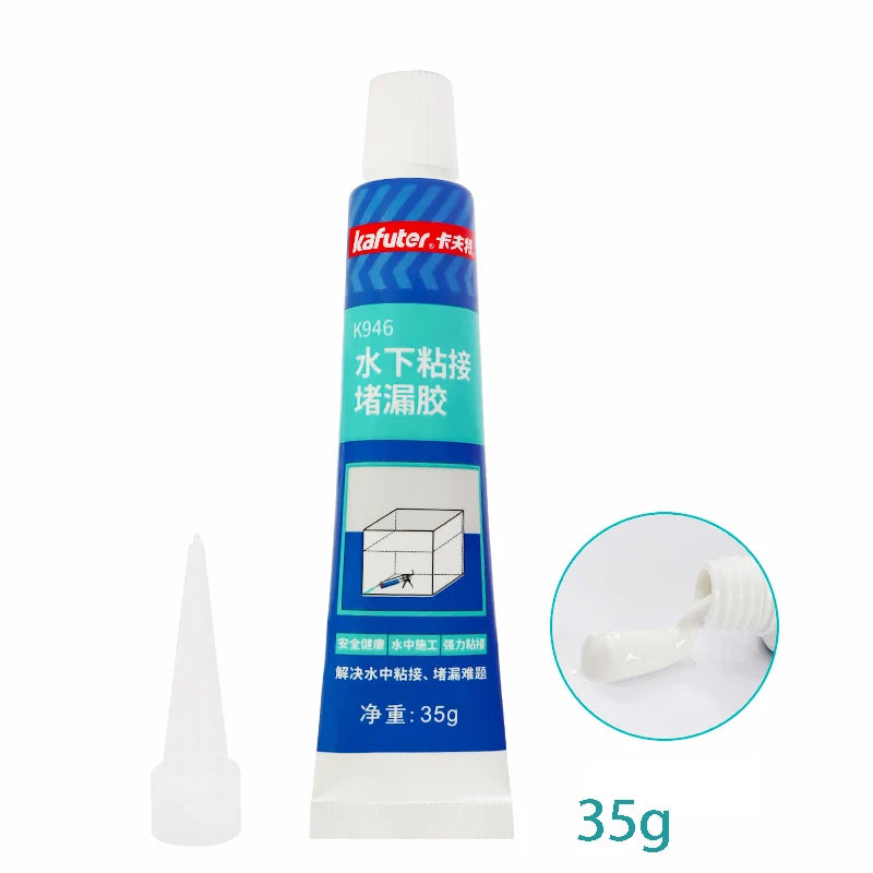 💧 Kafuter – Sellador Blanco Impermeable y Ecológico  ¡Repara, sella y protege incluso bajo el agua!  ¿Tienes fugas en tu pecera, piscina o azulejos? 😱 Con el Kafuter White Sealant Glue, di adiós a las filtraciones de una vez por todas. Este adhesivo ecológico y súper resistente funciona incluso sumergido, garantizando un sellado firme y duradero.