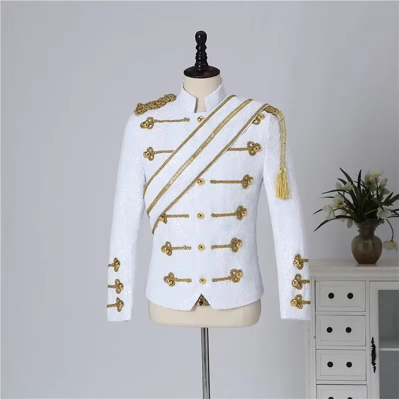 New Michael Men Clothing Fashion Slim MJ Michael Jackson Coat Dance Sequins Suit Jacket Stage Singer Costumes Coaplay Costume