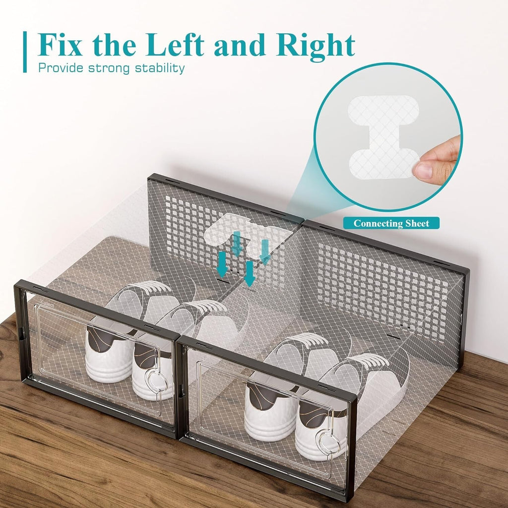 Zapatero Organizador Apilable De Plastico Para Closet 12 Cajas De Pares Zapatos