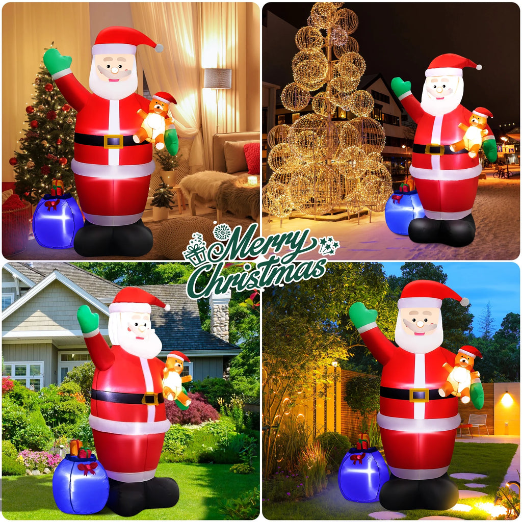 Santa Claus inflable de Navidad de 7 pies para decoración al aire libre.