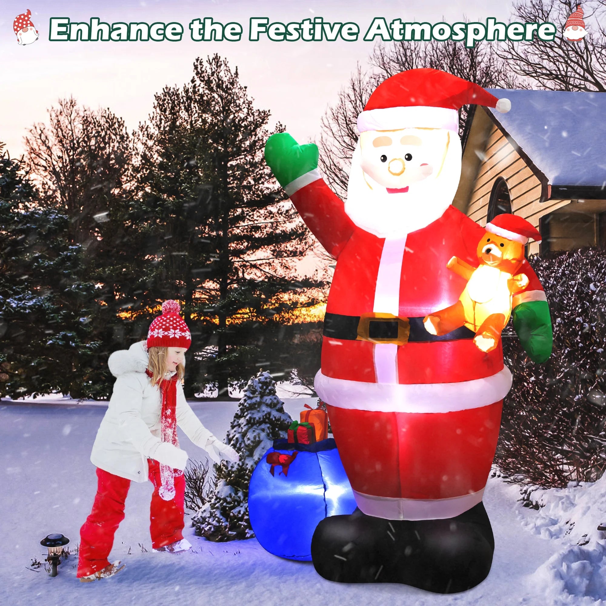 Santa Claus inflable de Navidad de 7 pies para decoración al aire libre.