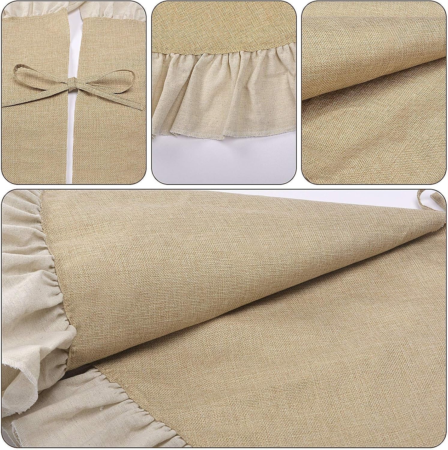 Falda de árbol de Navidad de otoño de arpillera de 48" con borde de volantes.