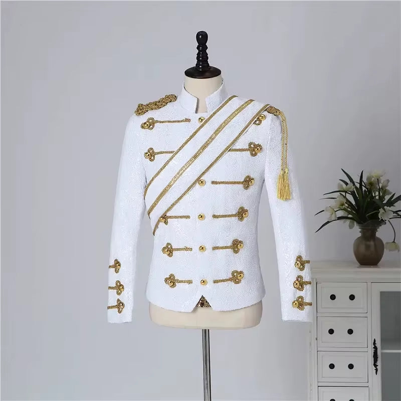 New Michael Men Clothing Fashion Slim MJ Michael Jackson Coat Dance Sequins Suit Jacket Stage Singer Costumes Coaplay Costume