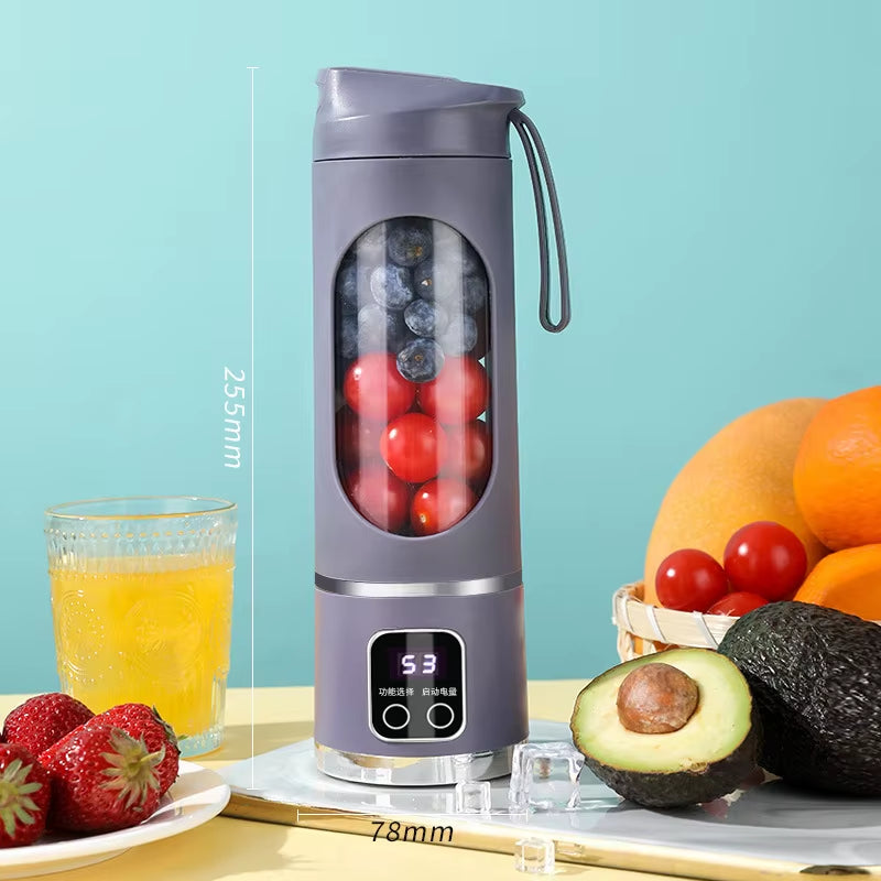 Portable Electric Juicer 450Ml 10 Blades Travel Juicer Machine Chargeable Shakes Smoothie Blenders Fresh Juice Cup Power Supply