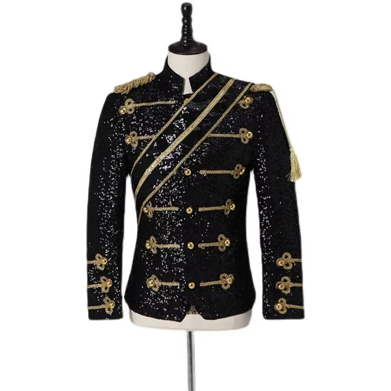 New Michael Men Clothing Fashion Slim MJ Michael Jackson Coat Dance Sequins Suit Jacket Stage Singer Costumes Coaplay Costume