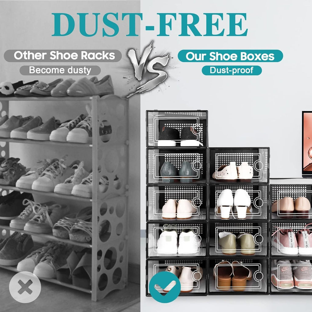 Zapatero Organizador Apilable De Plastico Para Closet 12 Cajas De Pares Zapatos