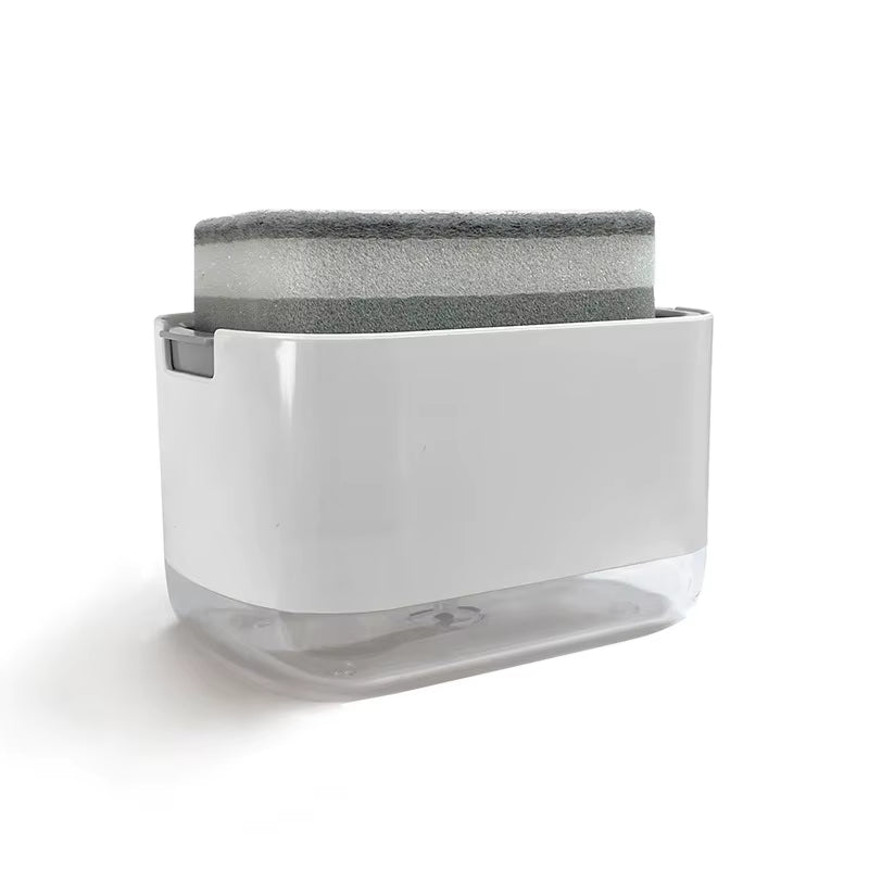 Caja dispensadora de jabón, dispensador de prensa, contenedor de líquido para fregar, cocina, baño, caja automática de espuma para detergente con soporte para esponja