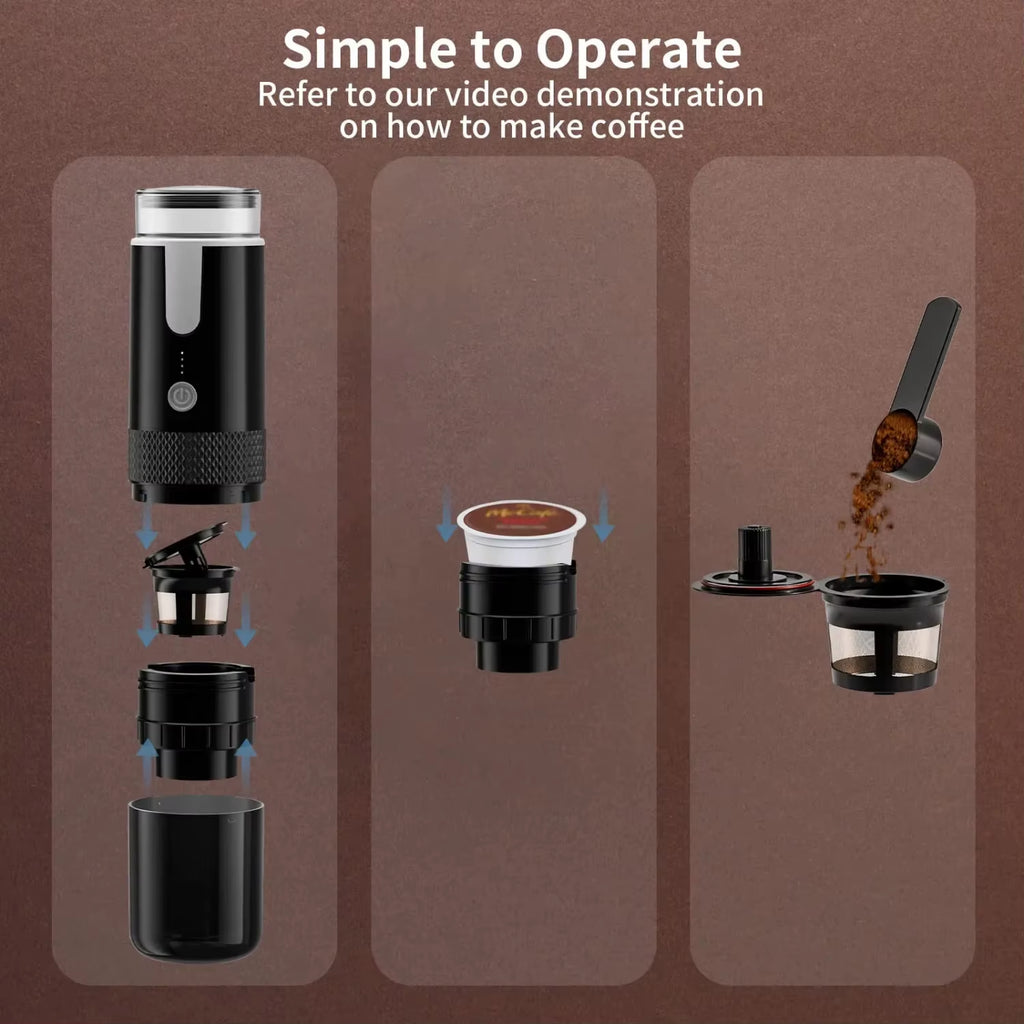 2023 Portable Coffee Machine Coffee Maker Capsule Ground Coffee Brewer Fit for Coffee Powder and Coffee Capsul