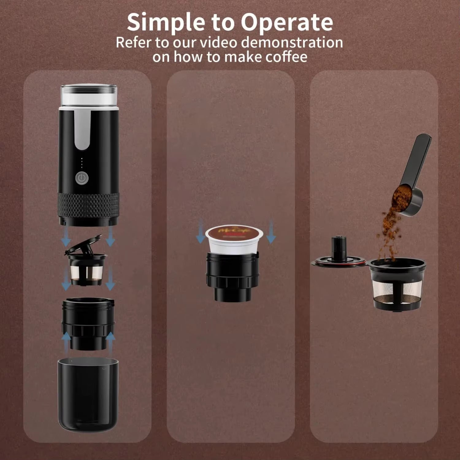 2023 Portable Coffee Machine Coffee Maker Capsule Ground Coffee Brewer Fit for Coffee Powder and Coffee Capsul